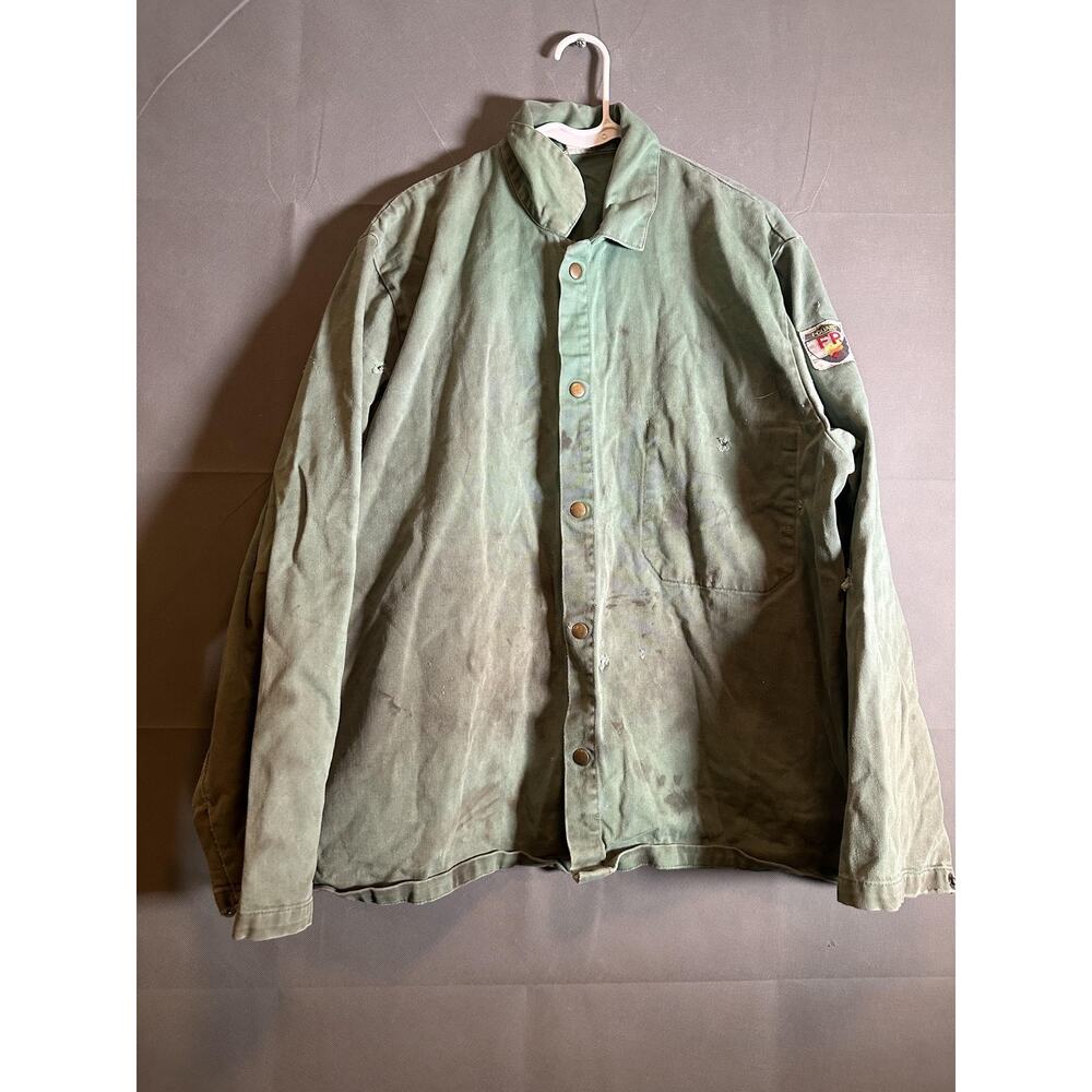 Vintage I-Guard FR Jacket Mens Large Green Canvas Workwear Fire Resistant 90s